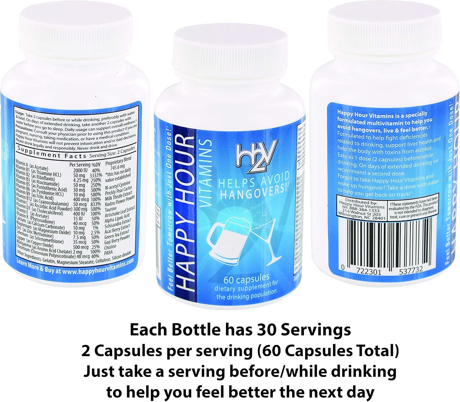 Happy Hour Vitamins 10 Servings Multivitamin for Hangovers & Liver