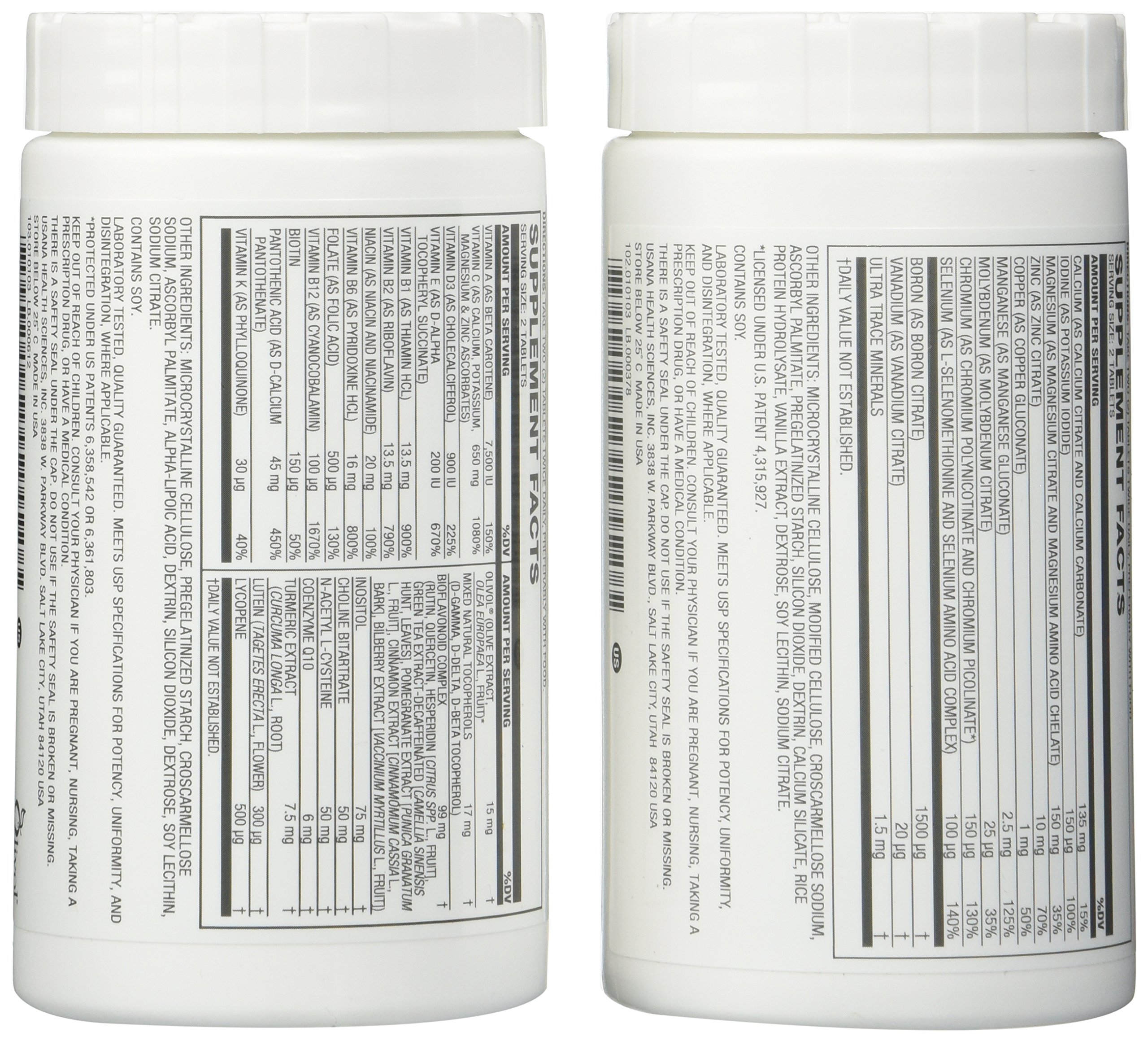 USANA triple action cellular nutrition system Core Minerals and Vita Antioxidant 112 tablets