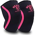 Beastpowergear Neoprene Compression Knee Sleeves 7MM Support for Squats, Gym CrossFit Training, Powerlifting, Weightlifting, Wrestling for Men & Women (Black/Pink, X-Small)