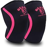 Beast Power Gear Neoprene Compression Knee Sleeves 7MM Support for Squats, Gym CrossFit Training, Powerlifting, Weightlifting, Wrestling for Men &amp; Women (Black/Pink, Large)
