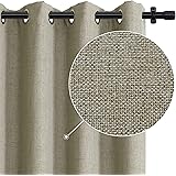 Rose Home Fashion 100% Blackout Curtains for Bedroom Linen Textured Look Drapes with Blackout Liner, Curtains for Living Room