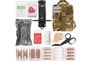 HIDROPONY IFAK Trauma Kit with Tourniquet, 4-Inch Israeli Bandage, Tactical First Aid Kit for Car, Camping, Hiking and Travel with Molle Bag (Camouflage Green)