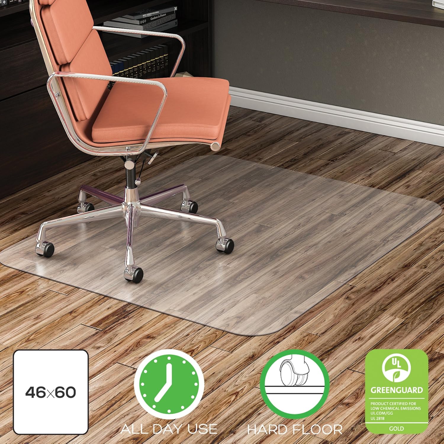 Deflecto EconoMat Clear Chair Mat, Hard Floor Use, Rectangle, Straight Edge, 46" x 60", Clear (CM2E442FCOM) : Carpet Chair Mats : Office Products
