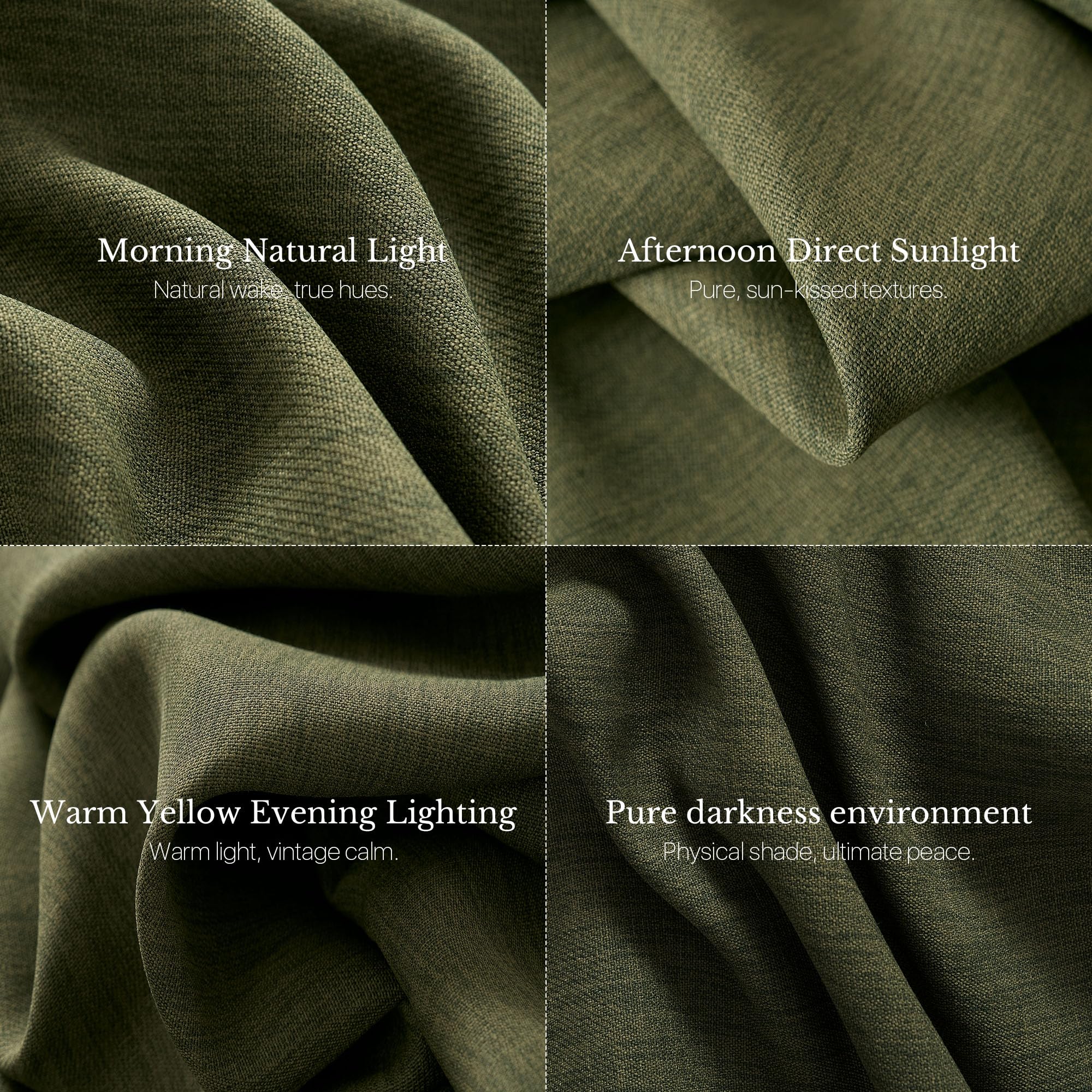 NICETOWN 395GSM Linen Pinch Pleated Vintage Olive Green Curtains 90 inch Long with Hooks - Room Darkening Wrinkle Resistant Drapes for Dining Room & Bedroom, Modern Home Decor (40