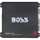 BOSS AUDIO R2504 Riot 1000-Watt Full Range, Class A/B 2-8 Ohm Stable 4 Channel Amplifier with Remote Subwoofer Level Control