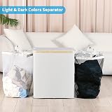 efluky 140L Laundry Baskets with Lid Dual Compartments Light Grey view 3