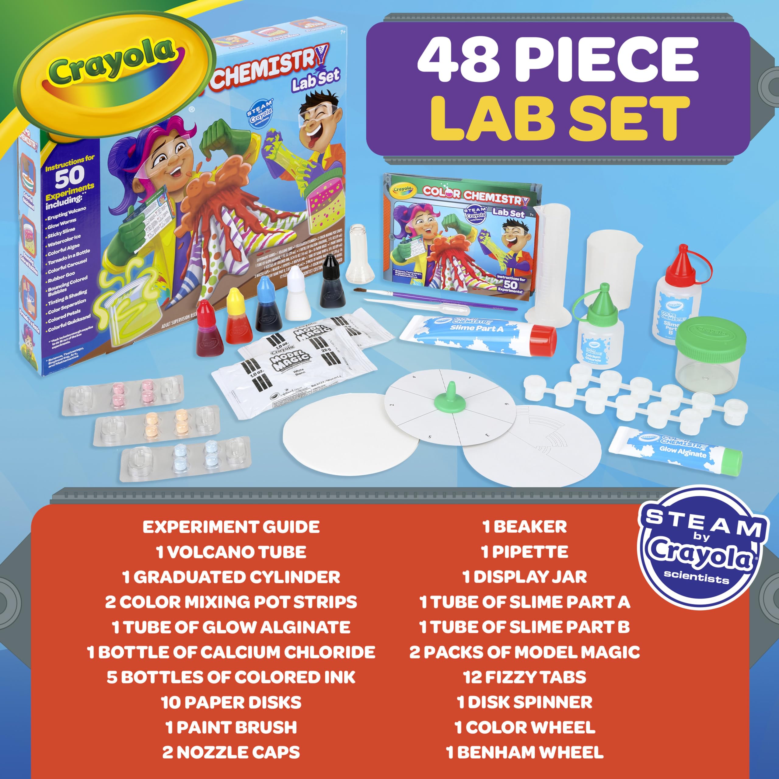 Crayola Color Chemistry Set (50 Experiments), Science Kit For Kids, STEM Toy for Kids, Gift for Boys & Girls, Ages 7, 8, 9