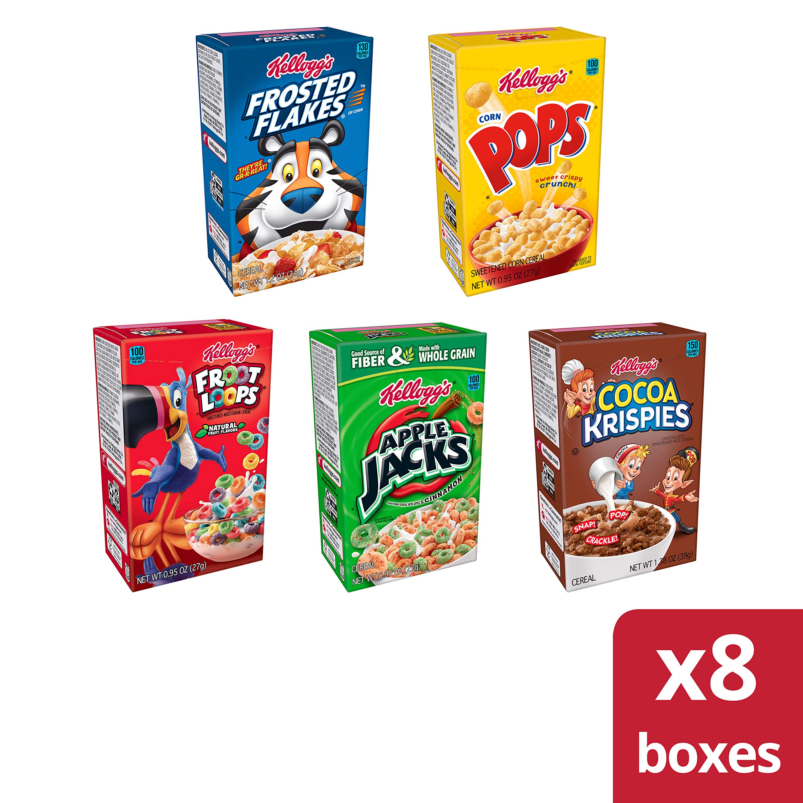 Kellogg's Kids Cereal Fun Variety Pack Frosted Flakes, Apple Jacks