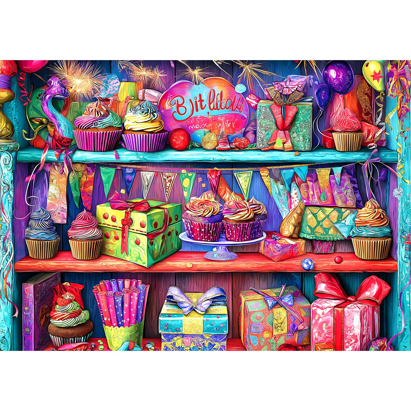 Photo 1 of 1000 Piece Puzzles for Adults Clearance,Mysterious Holiday Party Gift Rack for Puzzles, Impossible Challenge Art Jigsaw Puzzles, for Gift Birthday Party Games Family, 27.5X19.7 Inch Dust Free Puzzle