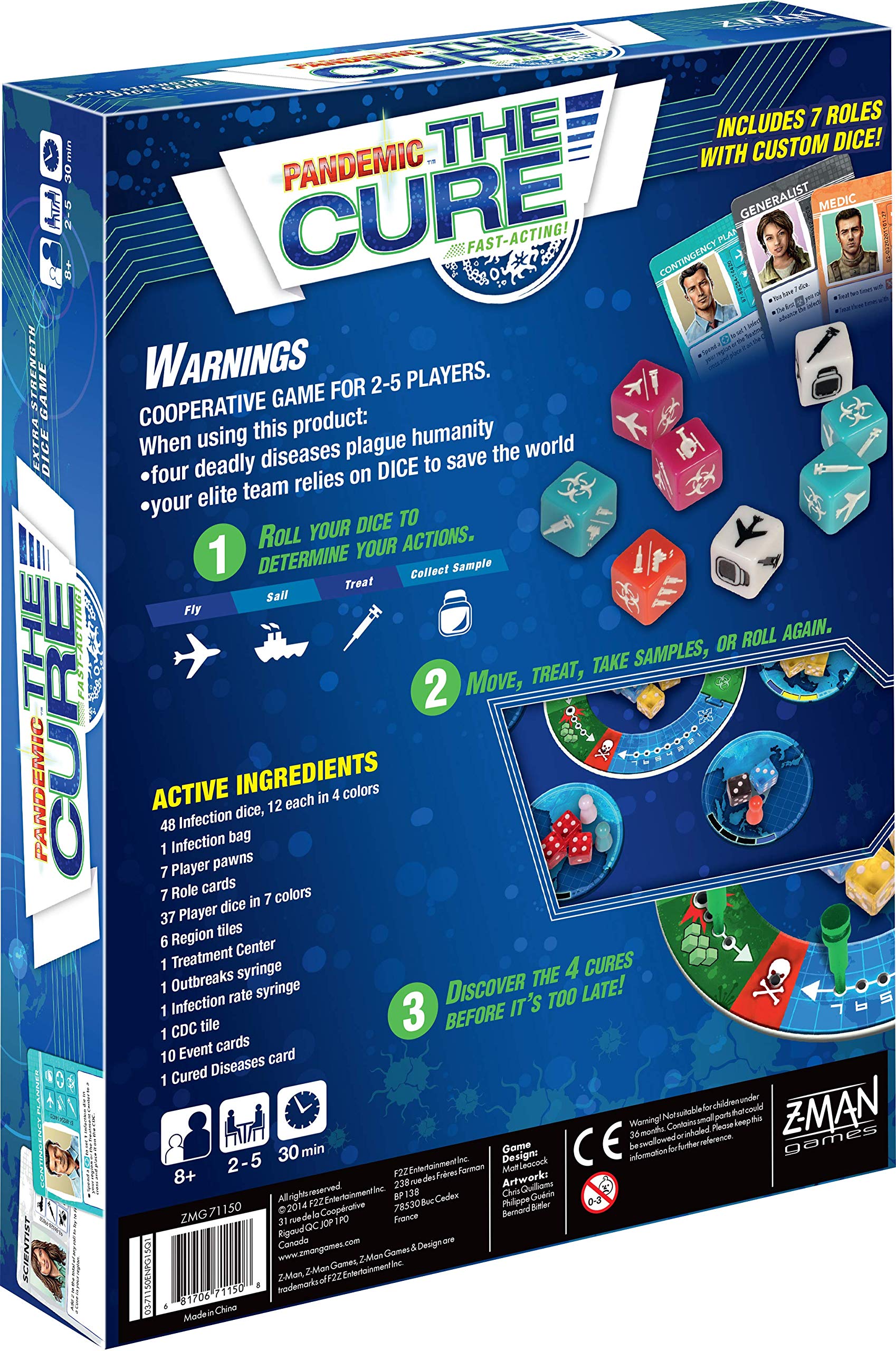 Pandemic The Cure Board Game - Roll the Dice to Save Humanity! Cooperative Strategy Game for Kids and Adults, Ages 8+, 2-5 Players, 30 Minute Playtime, Made by Z-Man Games