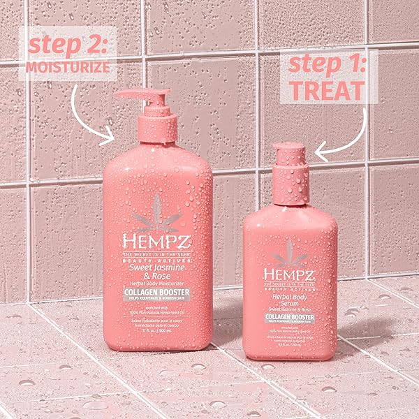 HEMPZ SWEET JASMINE & ROSE BODY SERUM WITH COLLAGEN BOOSTER, LIGHT WEIGHT, FAST ABSORBING CREAM GEL, 8.5 FL.OZ.