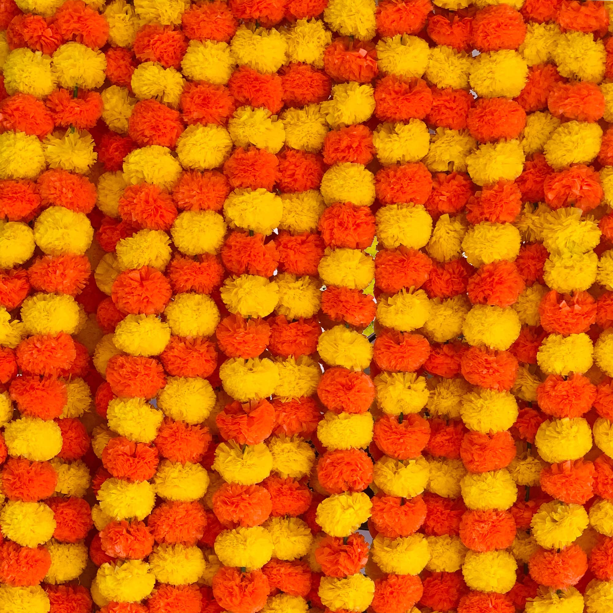 Photo 1 of DIYANA IMPEX Marigold Garland for Decoration 5 Pcs of 5 feet Long Strands Artificial Marigold Flowers, Indian Décor for Pooja, Wedding Christmas, Events Decorations