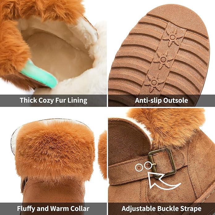 AOMAIS Womens Winter Booties Brown US6