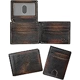 DK86 Wallet for Men Slim Rfid Bifold Genuine Leather 2 ID Window With Gift Box (black brown)