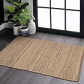 Hausattire Jute Woven Rug 2'x3' - Natural, Hand Braided Boho Entry Area Rugs for Kitchen, Living Room | Small Farmhouse Indoor Outdoor Decorative Mat for Patio, Entryway Front Door Mats - 24x36 Inches