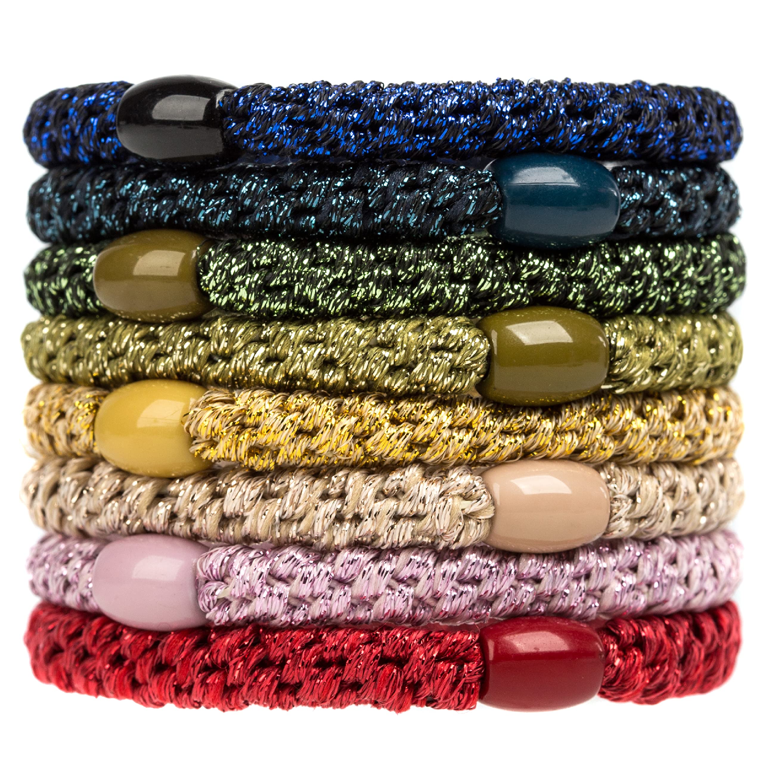 AXEN 8PCS Elasitc Hair Tie for Women Girls, Cotton Bands Soft Woven Ponytail Holders for Thick Hair and Curly Hair, Bright Colors — image 1