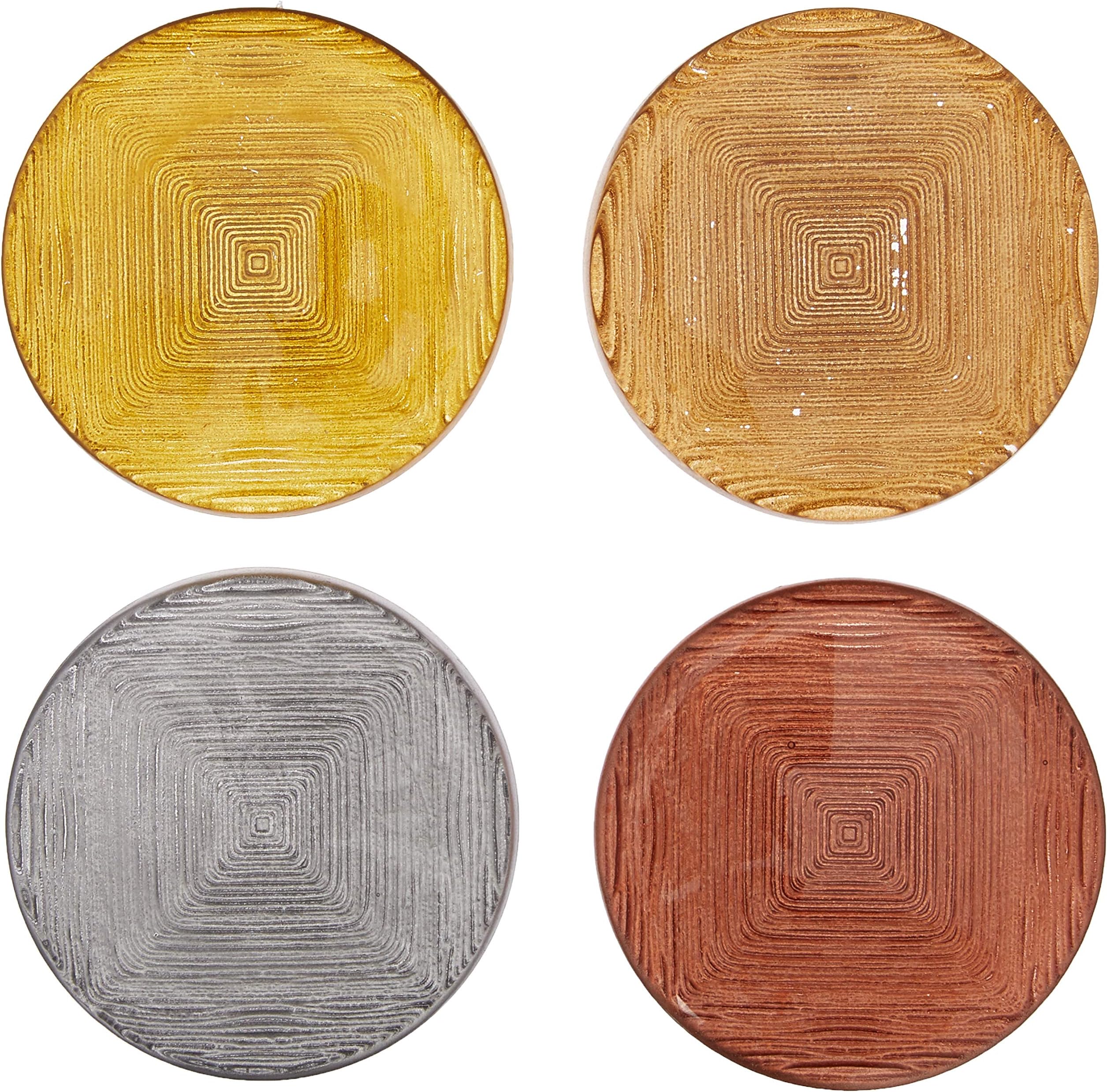 Circleware Vibration Colorful Coaster Set of 4 Drinkware Holder Spills, Heat Resistant for Hot & Cold Drinks, Dishes, Wine Glasses, Cup Mugs, 3.5", Silver, Gold, Champagne, Rose