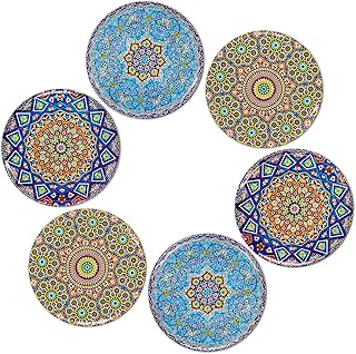 BOHORIA Premium Design Untersetzer 6er Set Dekorative Untersetzer fur Glas, Tassen, Vasen, Kerzen auf ihrem Holz-, Glas- oder Stein- Esstisch Boho Edition,Mosaique