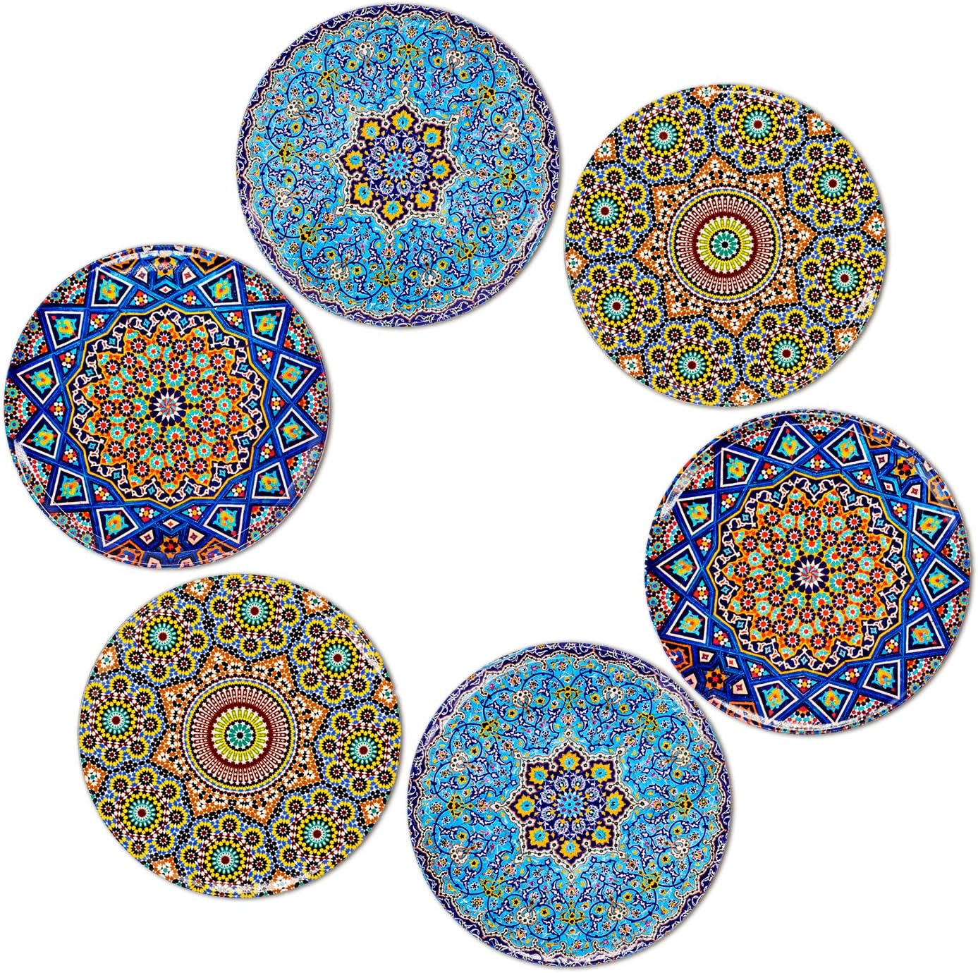 BOHORIA Premium Design Untersetzer 6er Set Dekorative Untersetzer fur Glas, Tassen, Vasen, Kerzen auf ihrem Holz-, Glas- oder Stein- Esstisch Boho Edition,Mosaique