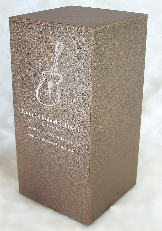Personalized Engraved Guitar Cremation Urn for Human Ashes