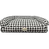 Harry Barker Black Buffalo Checker Lounger Dog Bed, 30" L X 20" W X 8" H, Medium, Black/White
