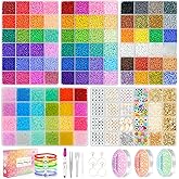 Friendship Bracelet Kit 3mm Seed Beads, 30000 Pcs 8/0 96 Colors Small Glass Beads Embroidery Kit with Letter Bead Charms for Jewelry Making Gifts Necklaces Waist Beads DIY Arts and Crafts for Adults