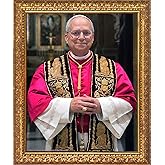 Pope Leo XIV Official Portrait Framed Art - Standard Gold Framed Canvas Print | Made in The USA (5x7)