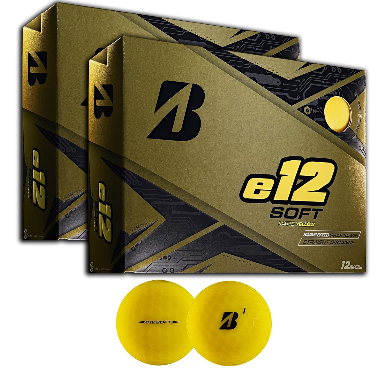品質一番の ゴルフボール E12 イエロー Dozen Two ソフトプレミアムゴルフボール Bridgestone B07pp4r8 マルチパック 新品即決