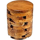 Bare Decor Stonehenge Artisan Accent Table in Solid Teak Wood, Natural