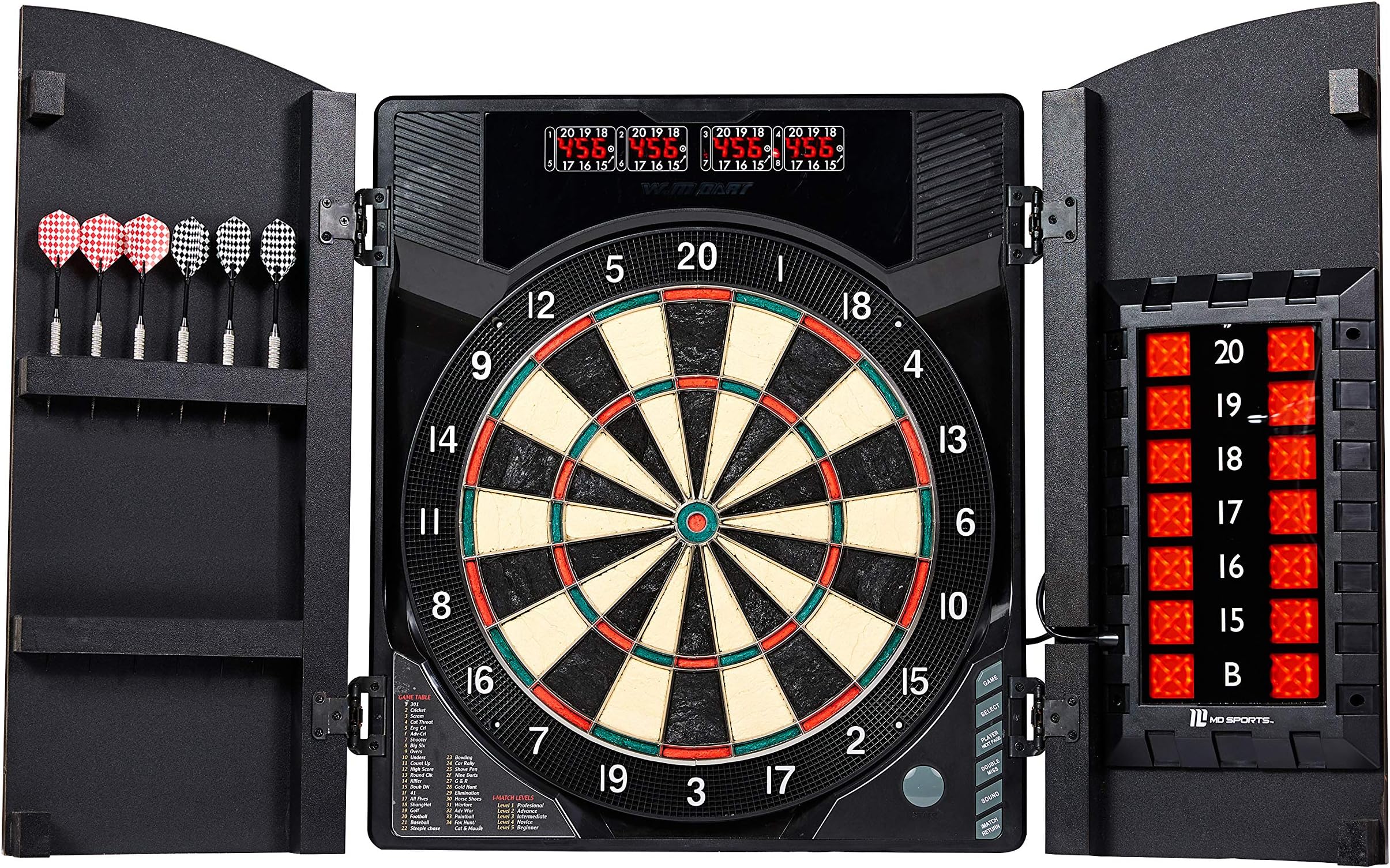 MD Sports Electronic Dartboard with Cabinet and Accessories - Multiple Styles Available