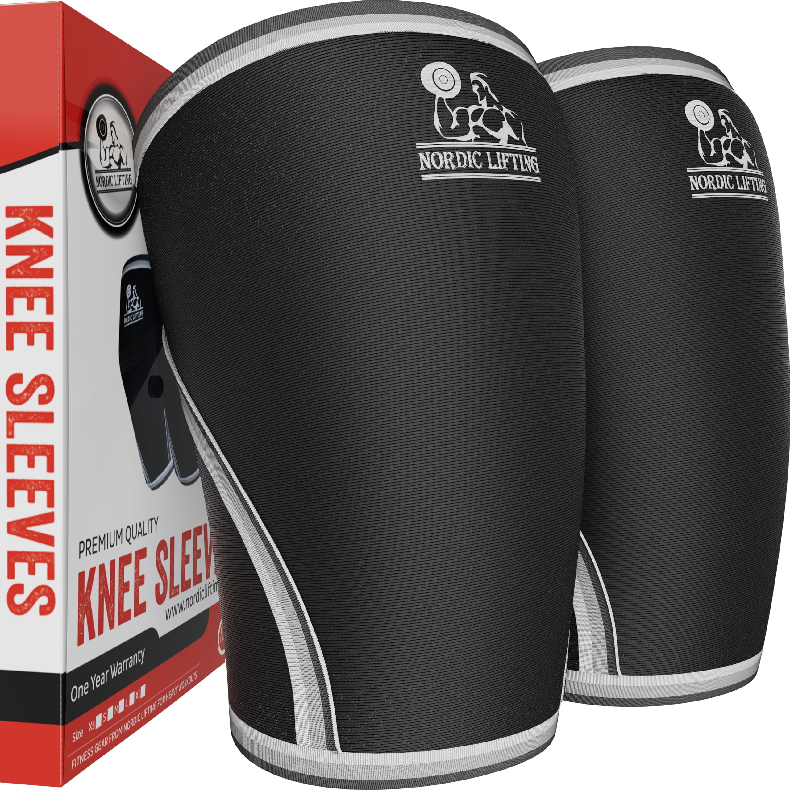 Photo 1 of Nordic Lifting 7mm Neoprene Knee Sleeves (1 Pair) Support & Compression for Weightlifting, Powerlifting & Cross Training (USPA Approved) for The Best Squats - Both Women & Men - XL