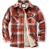 WINDFIT Men's Cotton Sherpa Lined Button Down Flannel Shirt Jacket Plaid Soft Outdoor Flannel Jacket Shirt