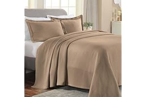 Superior Solitaire Cotton 3 Piece Bedspread Set, Home Bed Decor, Decorative Textured Bed Spread, 2 Pillow Shams, Airy Blanket, Matelasse Coverlet Bedding, All-Season Accent Blanket, Queen, Taupe