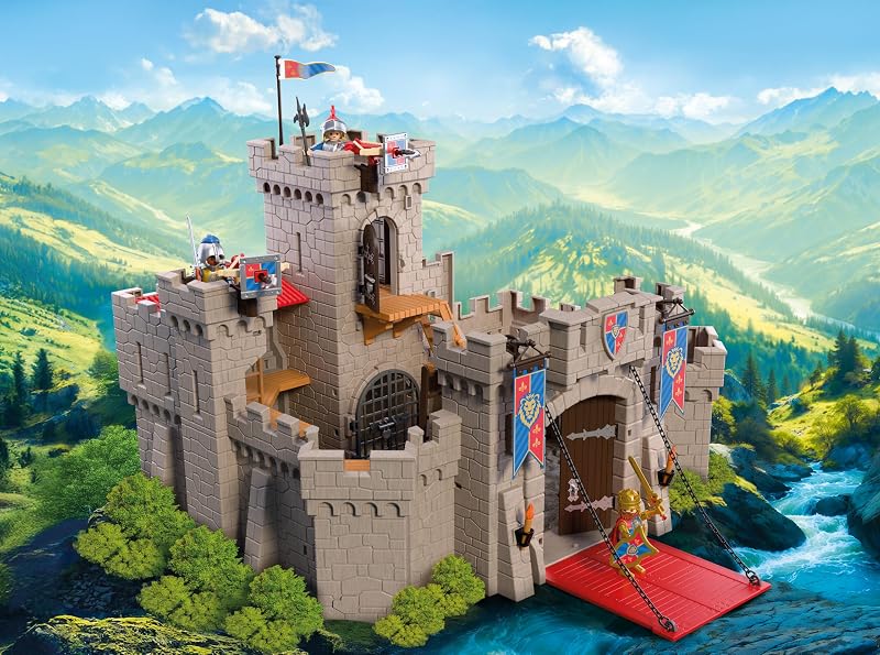 | Chevaliers | Grand Château des Chevaliers du Lion | Fort XXL avec Pont-Levis, canons et Trappe | Jouet château Fort pour Enfants à partir de 4 Ans | 72112