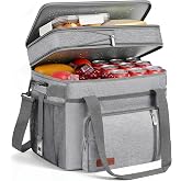 MIYCOO Cooler Bag with Expandable Double Deck, 60 Can Leakproof Cooler | Insulated Portable Soft Lunch Cooler, Extra Large Ice Chest Cooler for Beach, Picnic, Camping, Shopping (Gray)