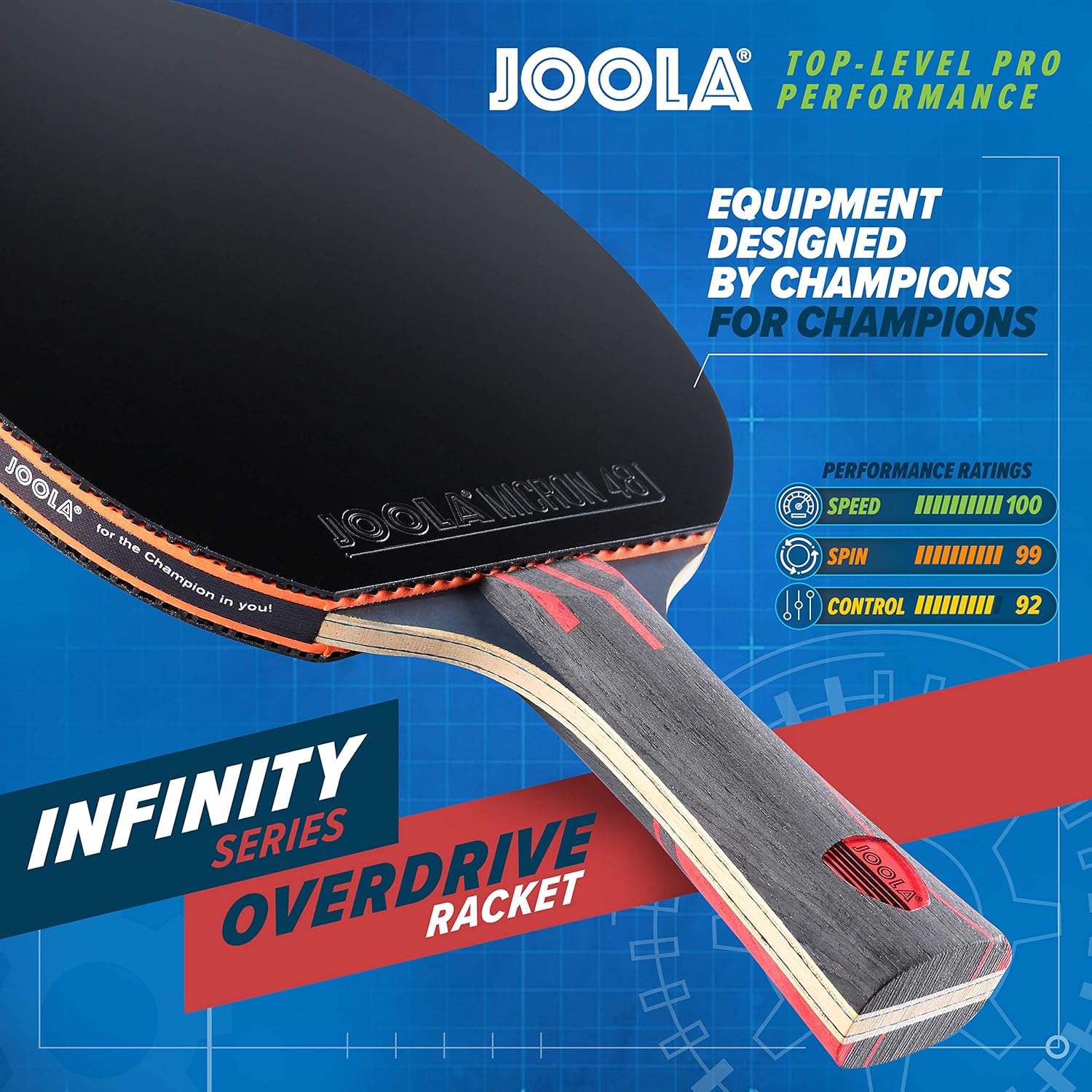 JOOLA Infinity Overdrive - Professional Performance Ping Pong Paddle with Carbon Kevlar Technology - Black Rubber on Both Sides - Competition Table Tennis Racket for Advanced Training - Extreme Speed : Sports & Outdoors