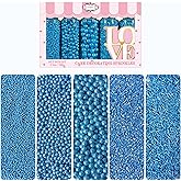 Confect Christmas Sprinkles – Assorted Pack of 5 (Friday Evening Party Bright Blue Mix with Dragees, Jimmies & Sparkling Sugar) | Edible Sprinkles for Cakes & Cupcake Decoration | Vegan, Gluten-Free, Nut-Free, Soy-Free, Dairy-Free, Palm Oil-Free- 5 Oz