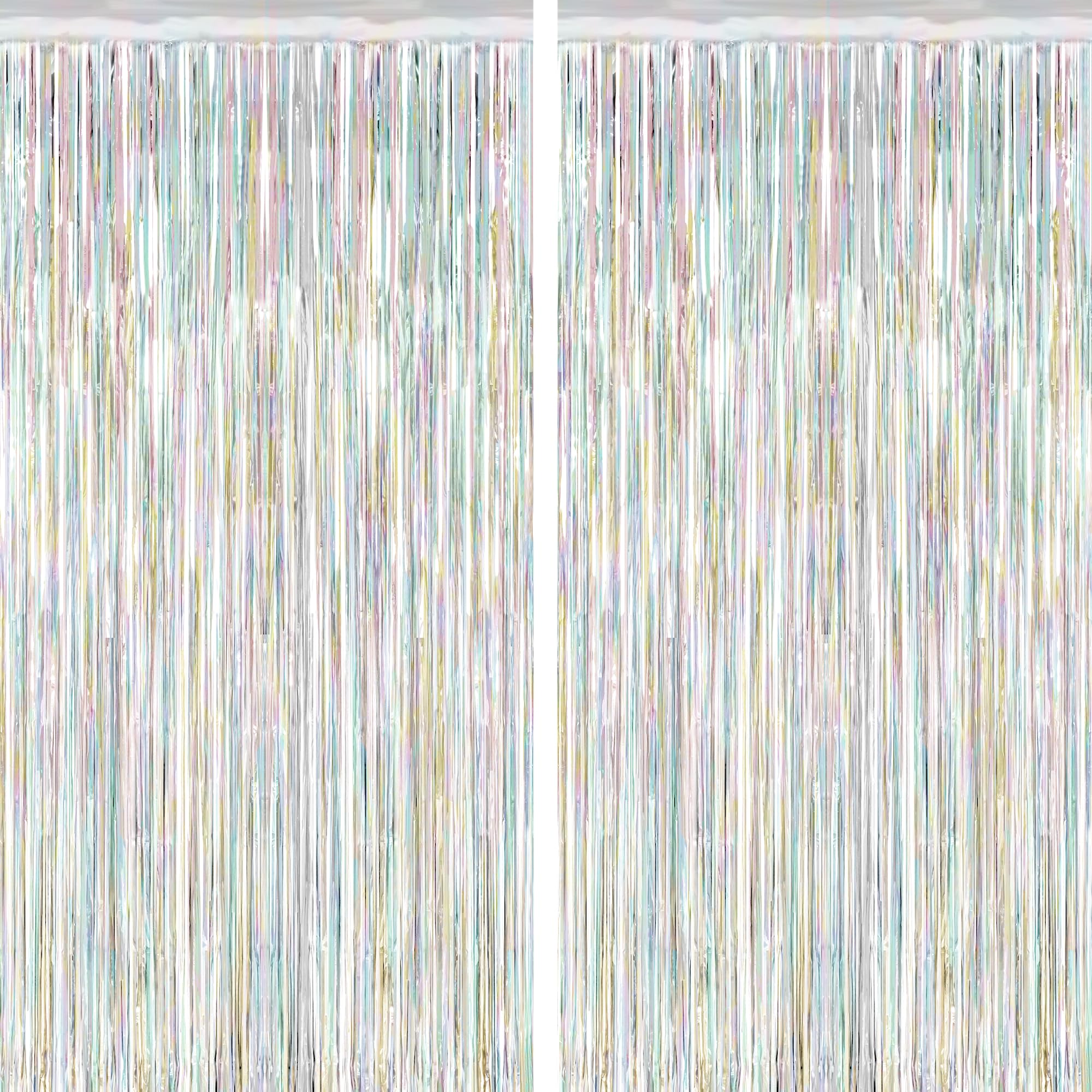 Photo 1 of 2 Pack Backdrop Curtains, 3.28 FT x 7.05 FT Laser Silver Fringe Curtains, Metallic Tinsel Foil Curtains Party Streamer, Photo Backdrop Party Decorations Bithday Photo Booth Props