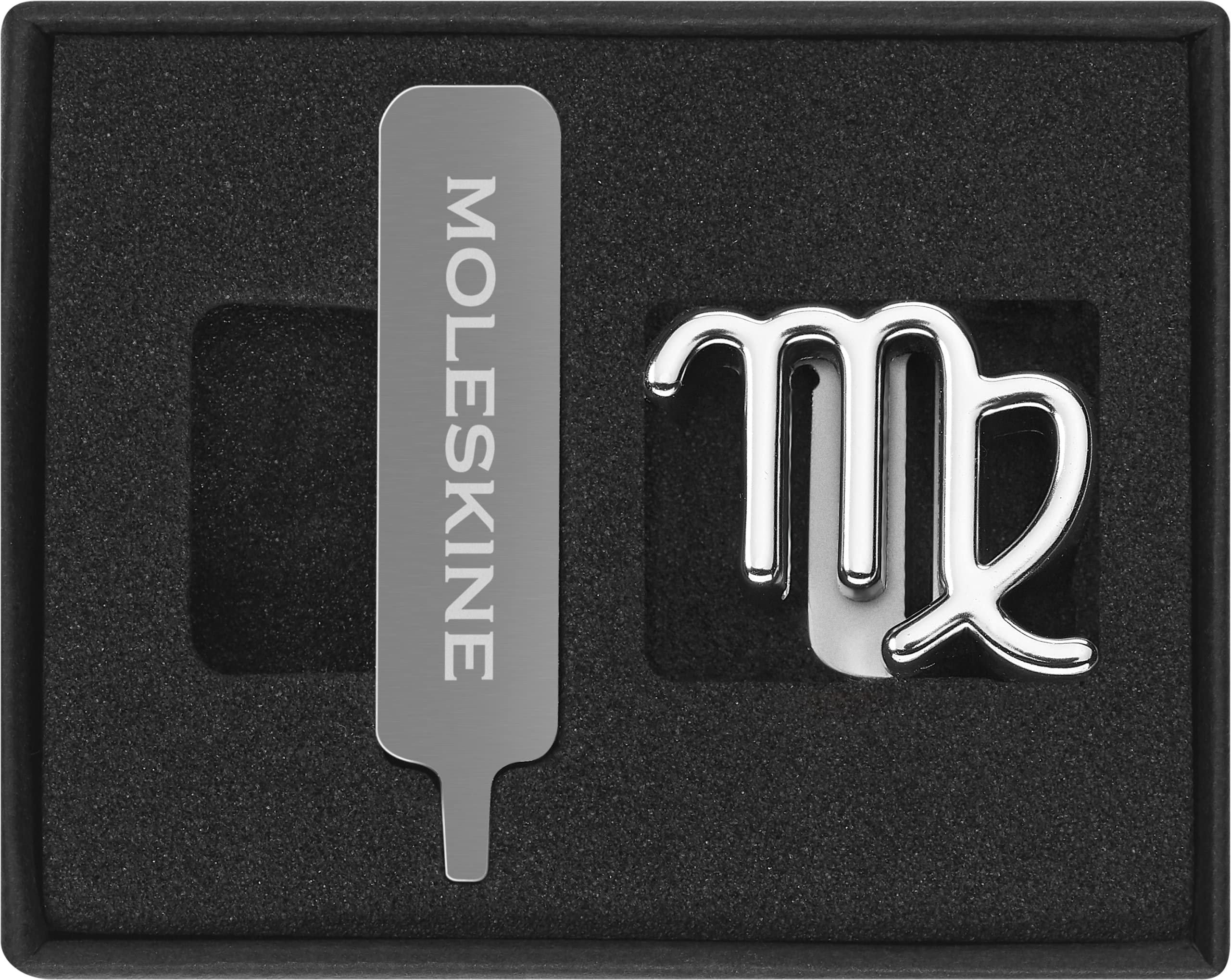 Moleskine Virgo Pin for Notebook or Diary, Zodiac Symbol Pin, Personalise Elastic Closure, Personalised Gift Ideas, Colour Silver