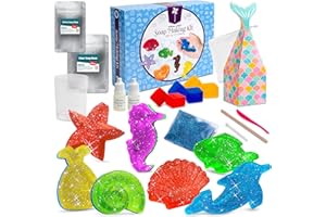 Pinwheel Crafts DIY Soap Making Kit for Kids Ages 5 6 7 8-12+ with Molds, Scents, Dye, Glitter, Foaming Net - Sealife Soap Making Kits for Adults Beginners Great for Science Projects and Crafts