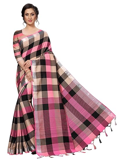 womens Georgette light weight saree with blouse piece (Multi-Color_Free_Size) SDPL-ALPHA CHECKS