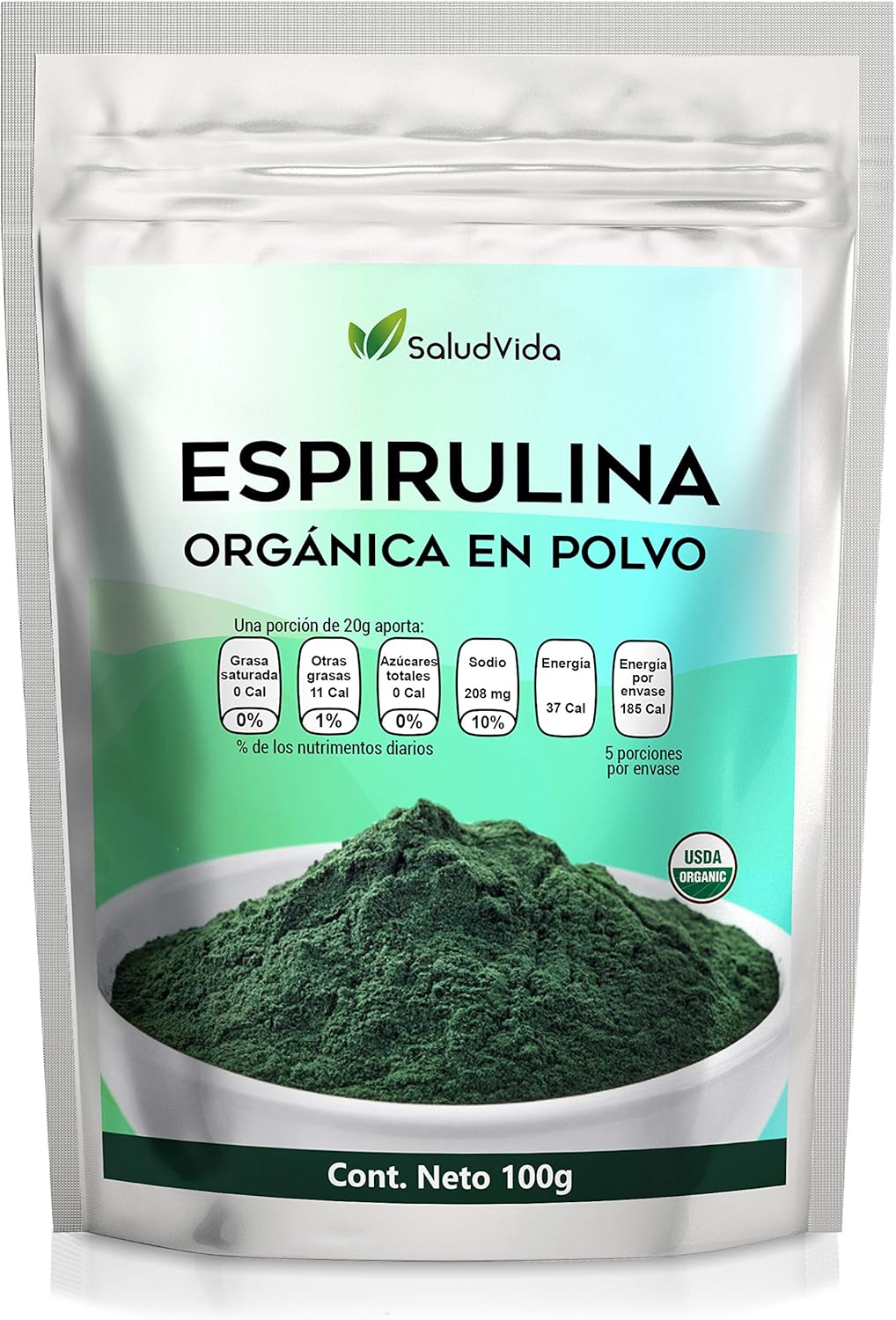 Alga Espirulina en polvo orgánica (100 Gramos)