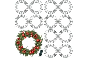 Fovths 12 Pack Christmas Wire Wreath Ring 16 Inches Metal Wire Wreath Frame with Floral Wires Green DIY Floral Crafts for Xmas Halloween New Year Holiday Valentines Day Decor
