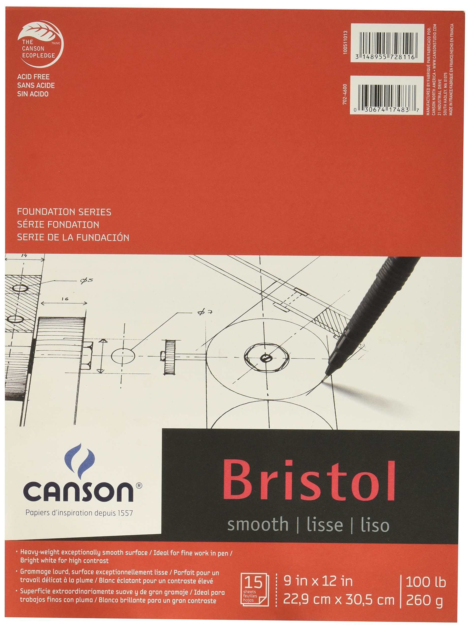 Canson Foundation Series Bristol Paper Pad, Heavyweight Paper For Pen
