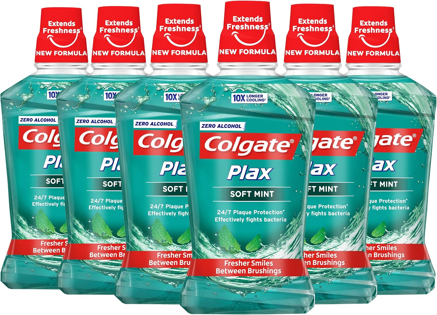 Colgate Plax Soft Alcohol Free Mouthwash, Soft Mint, 500 ml - Pack of 6, 3 l (Pack of 1)