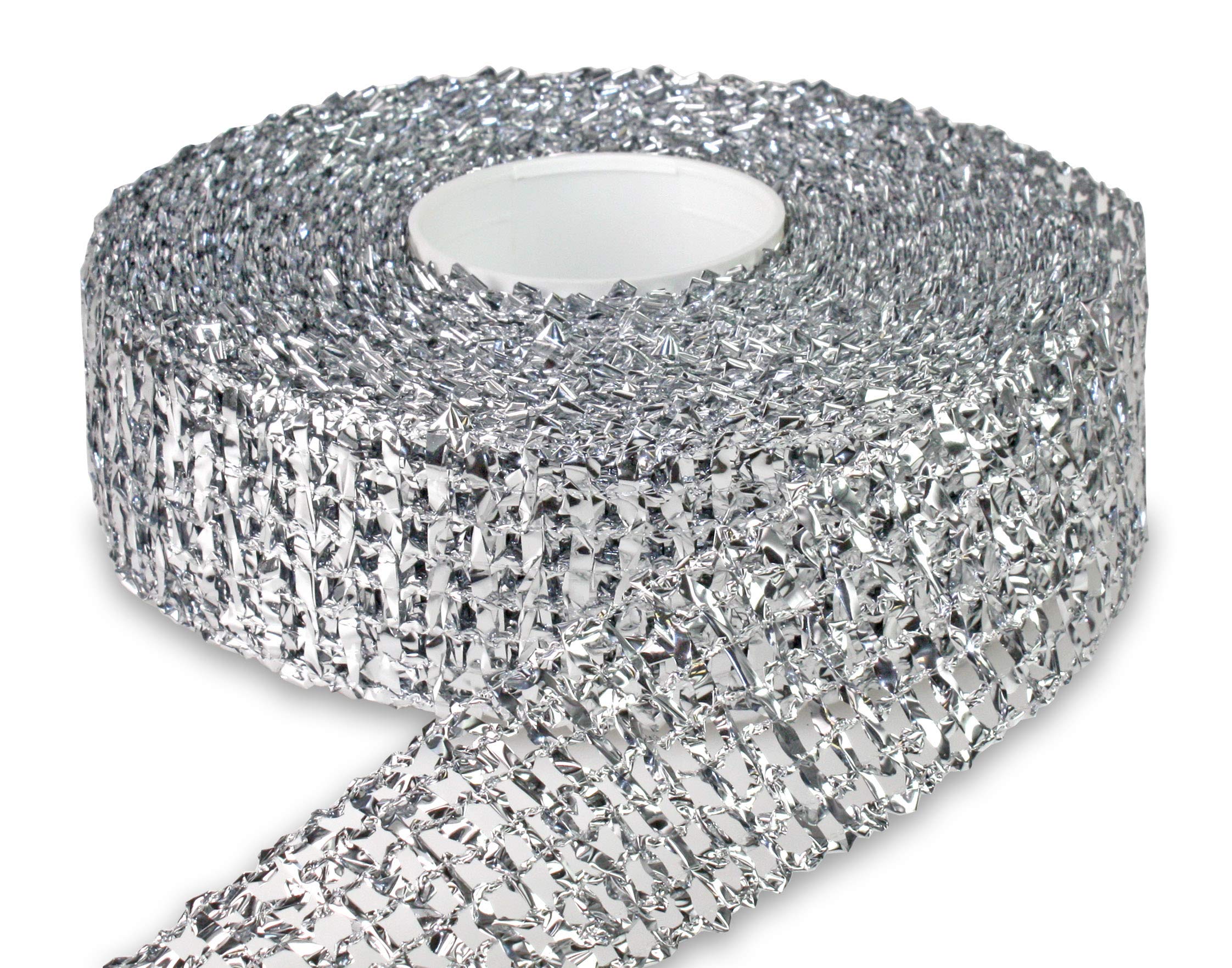 Präsent - El Paso Metallic Ribbon Silver 25-M-roll 50 mm Width