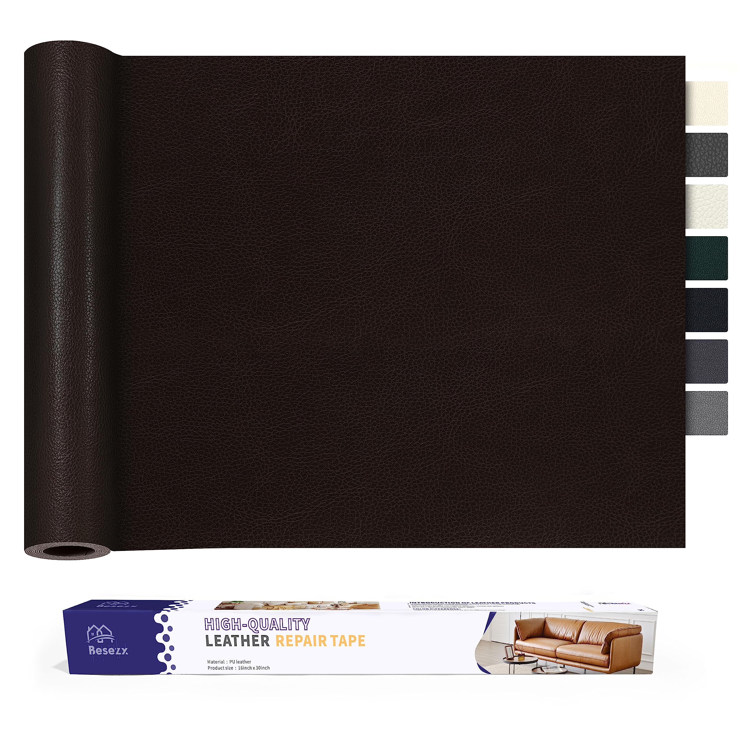 Photo 1 of Leather Repair Patch Tape Kit, Self Adhesive Leather Repair for Furniture, Couch, Sofa, Car Seats,Office Chair,Vinyl Repair Kit.30inx16in