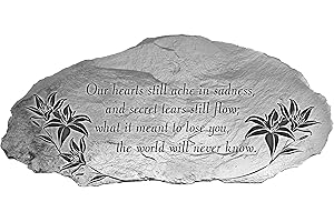Cathedral Art Our Hearts Still Ache Memorial Garden Stone, Metal Garden Stepping Stone for Graveside or Memorial Garden, by Abbey & CA Gift