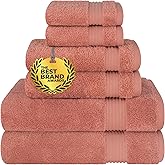 Cotton Paradise 6 Piece Towel Set, 100% Cotton Soft Absorbent Turkish Towels for Bathroom, 2 Bath Towels 2 Hand Towels 2 Washcloths, Coral Towel Set
