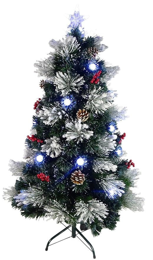 Christmas Concepts® 4ft (120cm) Pre Lit Frosted Green Fibre Optic Pine